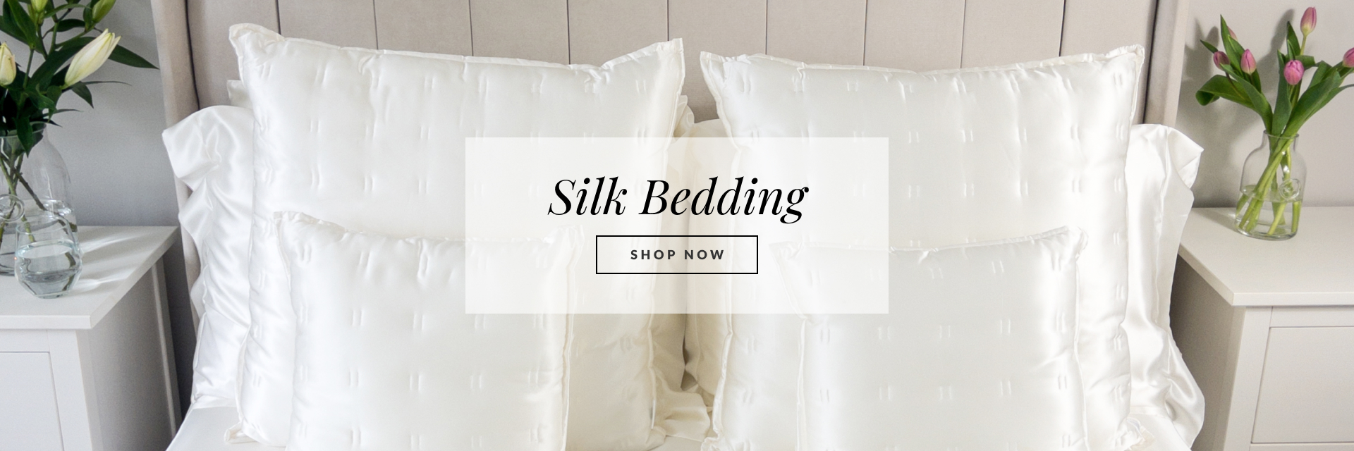 Bed with silk bedding