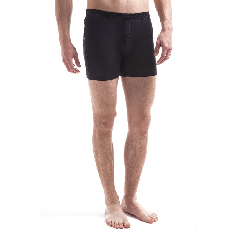 Men's Pure Knitted Silk Boxer Shorts - Black