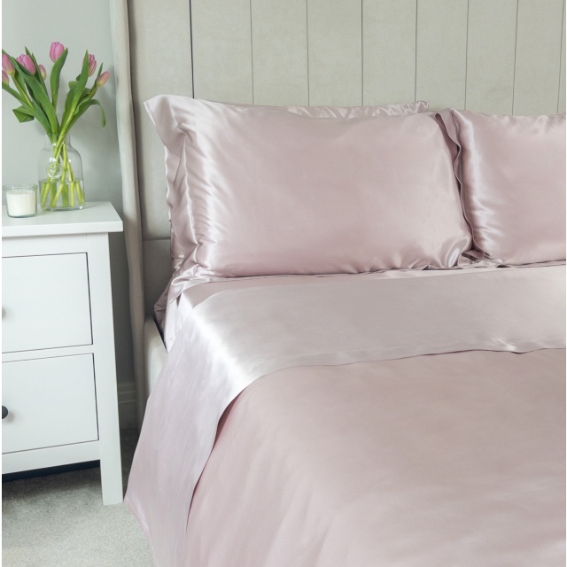 Pink 3PCs Silk Duvet Cover Set