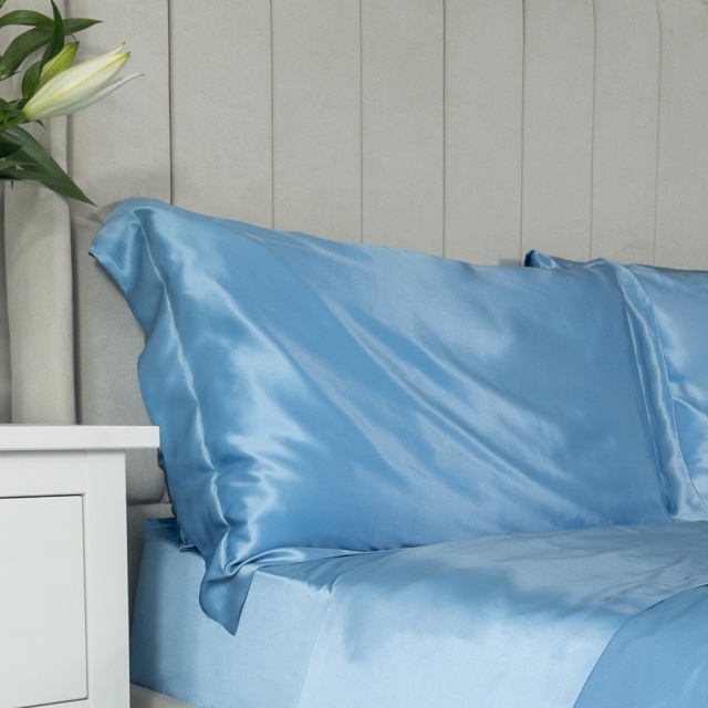 Blue Oxford Silk Pillowcase