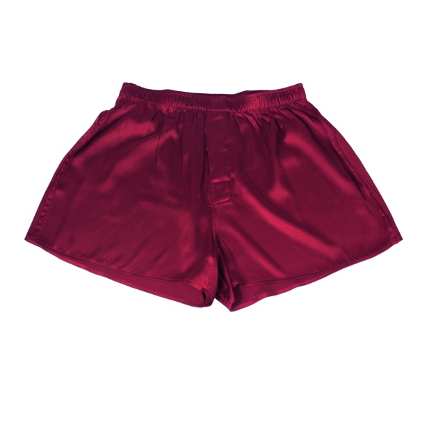 Mens Burgundy Silk Boxer Shorts