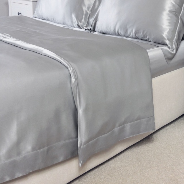 22 Momme Grey Silk Duvet Cover