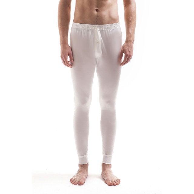 Mens Pure Silk Thermal Long Johns - Ivory