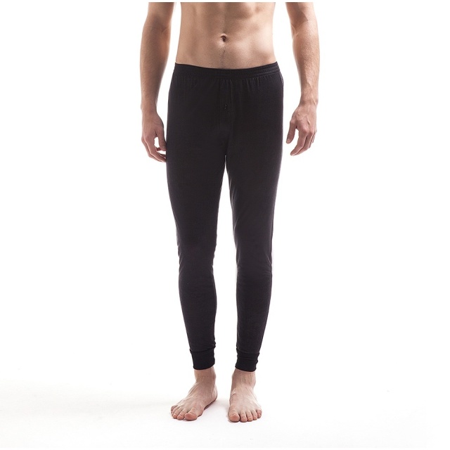 Mens Pure Silk Thermal Long Johns - Black