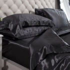 Black 6PCs Silk Duvet Cover Set