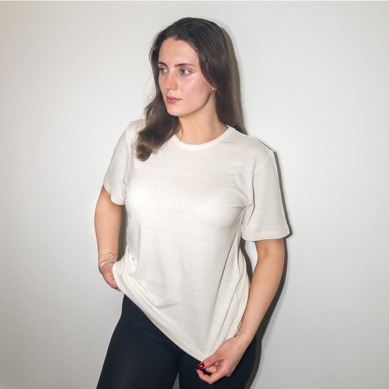 Ladies Ivory Noil Silk T-Shirt