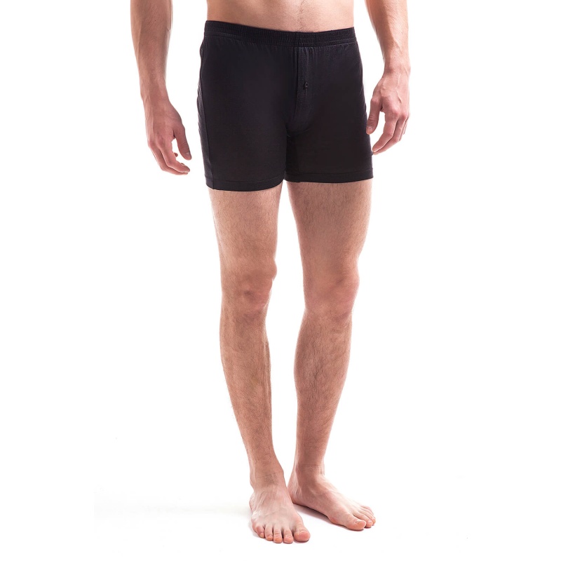 Mens Pure Knitted Silk Boxer Shorts - Black