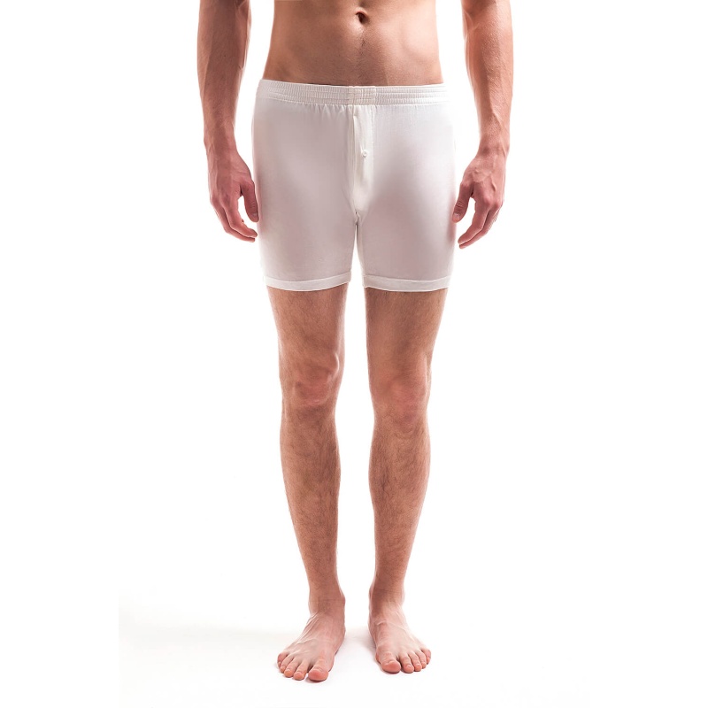 Mens Pure Knitted Silk Boxer Shorts - Ivory