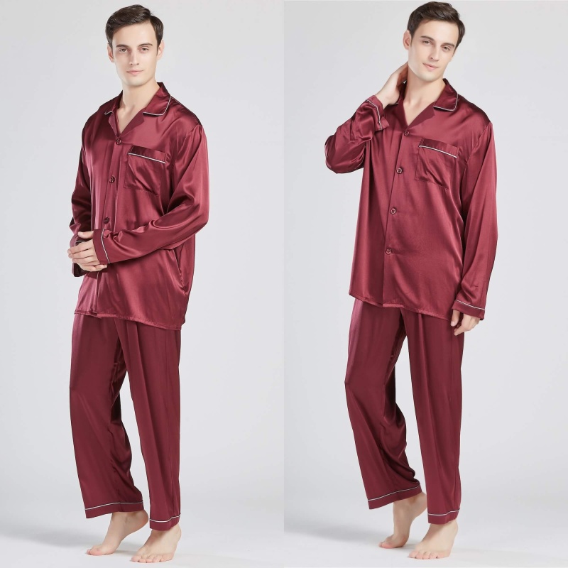 Burgundy silk pyjamas sale