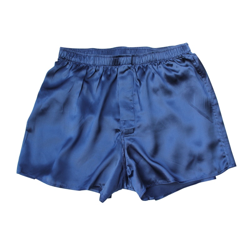 Mens Navy Silk Boxer Shorts