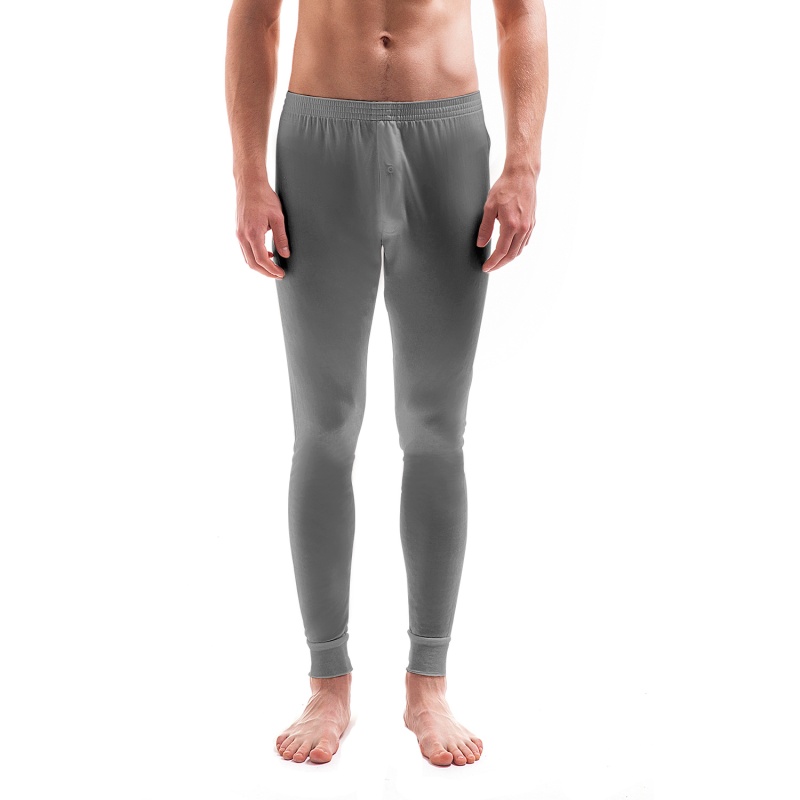 Mens Pure Silk Thermal Long Johns - Grey